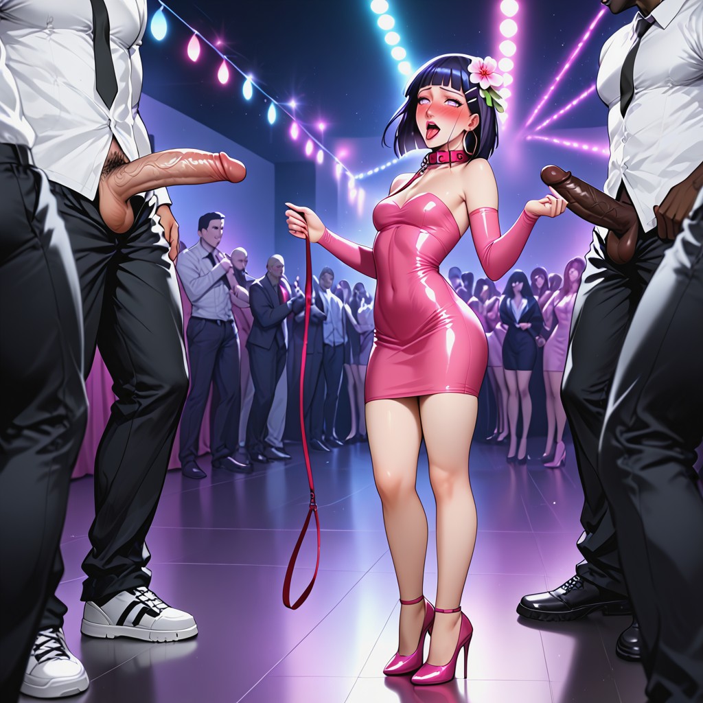 Leash, Pink Prom Dress, Gang Bang AI Porn