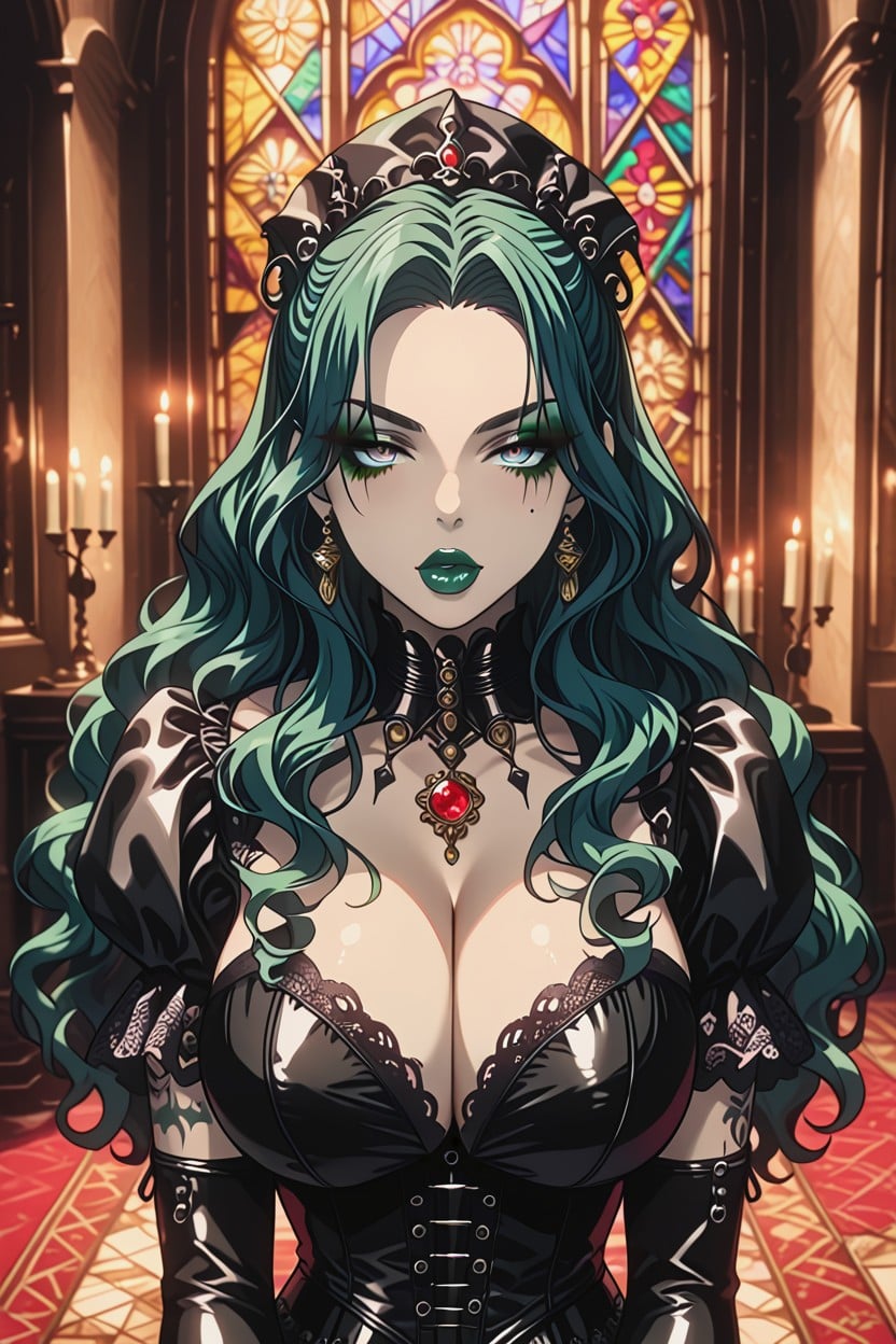 Deepthroat, Vampire Woman, Thigh-high Leather Boots With Tall Platform Heels Hentai AI Porn