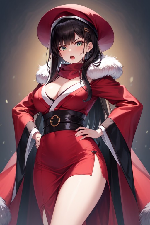 Cleavage, Black Hair, Single Person AI Porn