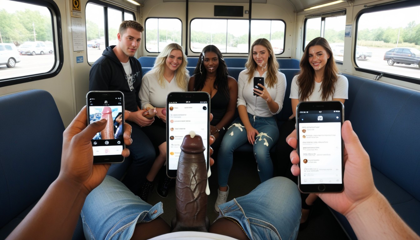Four Females, Multiple Huge Black Cocks, Bus AI Porn