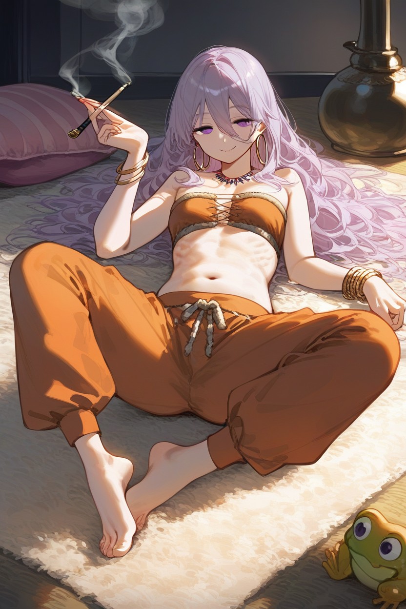Massive Hair, Hoop Earring, Smoking Hentai AI Porn