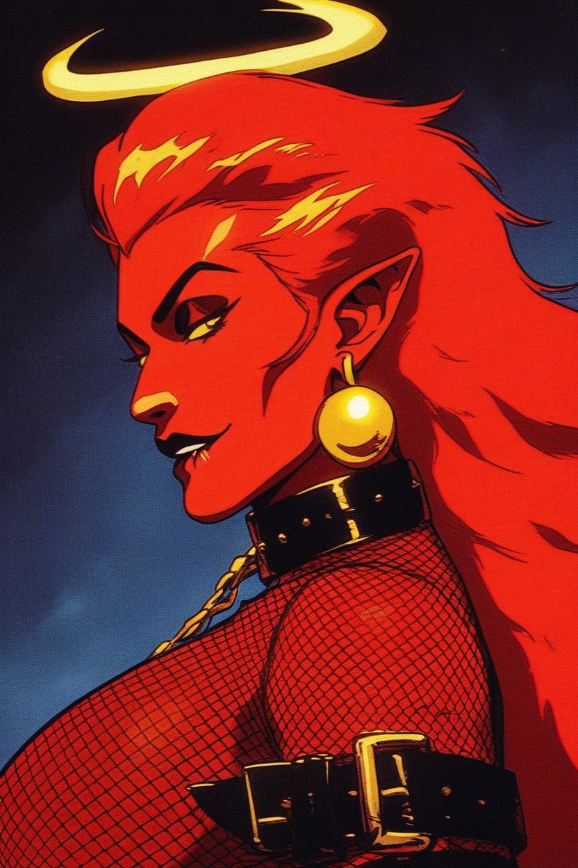 Royal Demon Woman, Black Jeans, Shackled Neck Hentai AI Porn