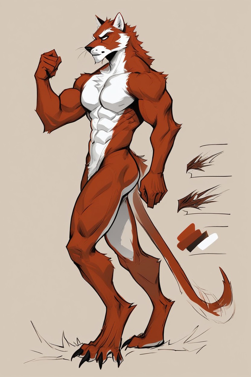 Round Buttocks, Detailed Eyes, Waist Furry AI Porn