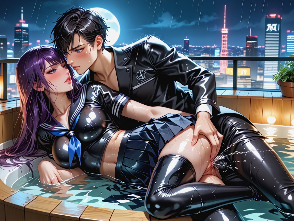 Wet Clothing, Spooning Sex, Wet Uniform Hentai AI Porn