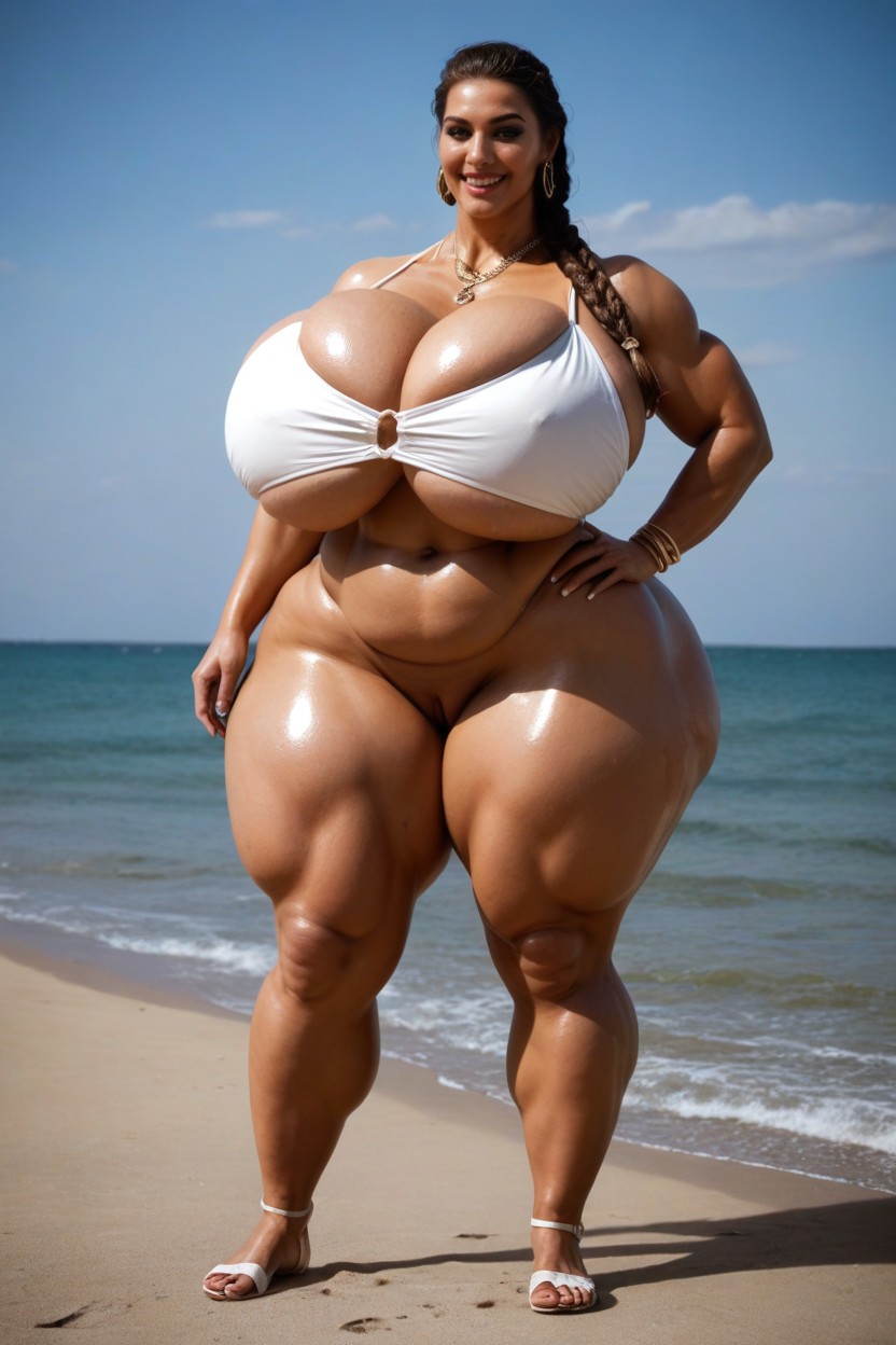 Body Full Of Jewerly, Smiling, Braided BBW AI Porn