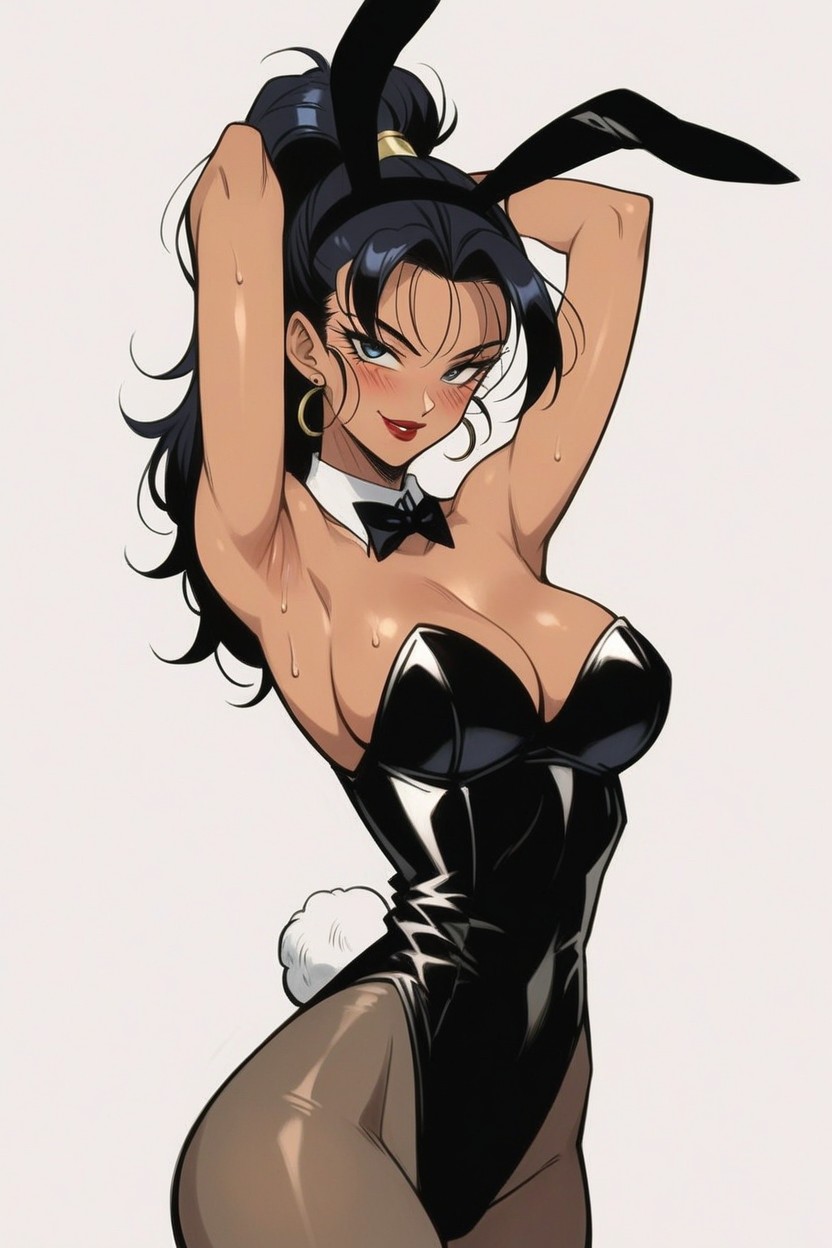 Tan Skin, Cleavage, Black Hair Hentai AI Porn