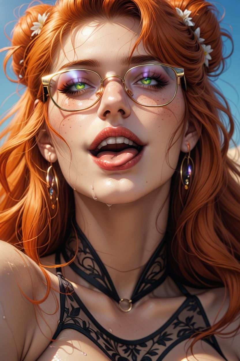 Erect Nipples, Tongue Out, Long Length AI Porn