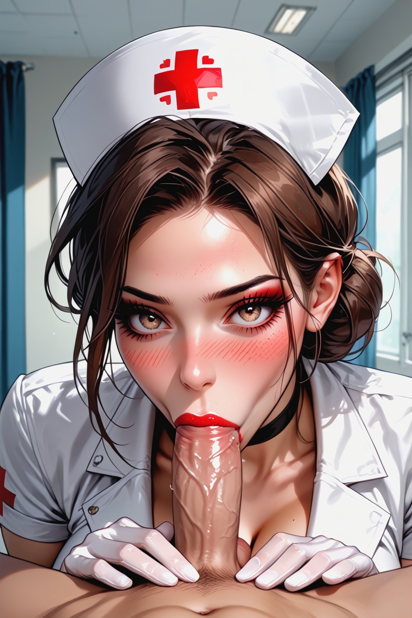 Massive Bounce Lines, Waist Shot, White Nurse Gloves AI Porn