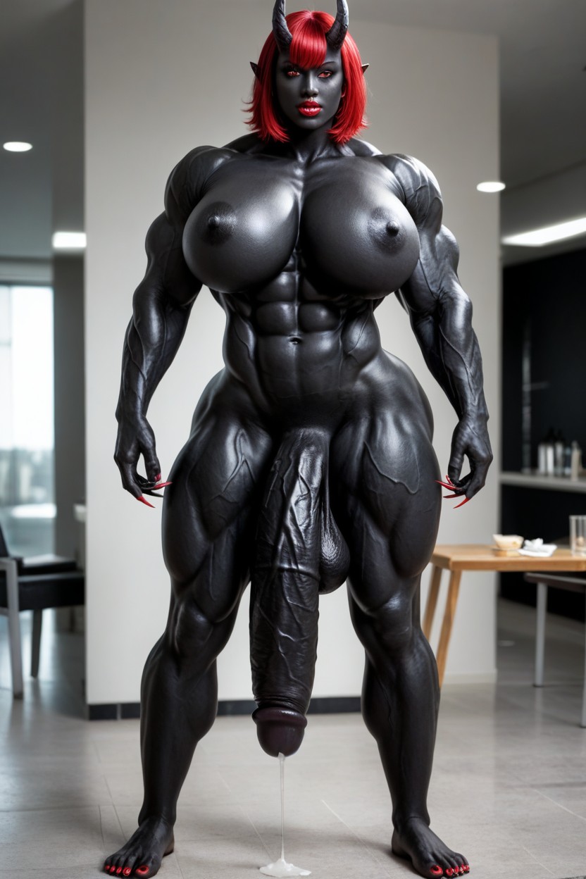 Cuisses Épaisses, Exaggerated Big Butt, Hyper Black Cock Growth Porno IA transsexuelle