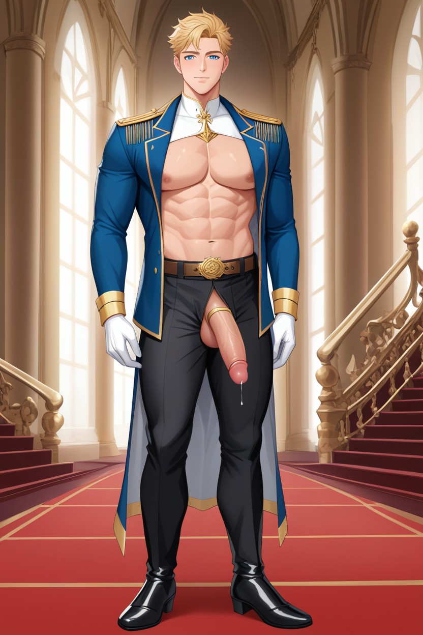 Light Skin, Open Fly, White Royal Gloves AI Gay Porn