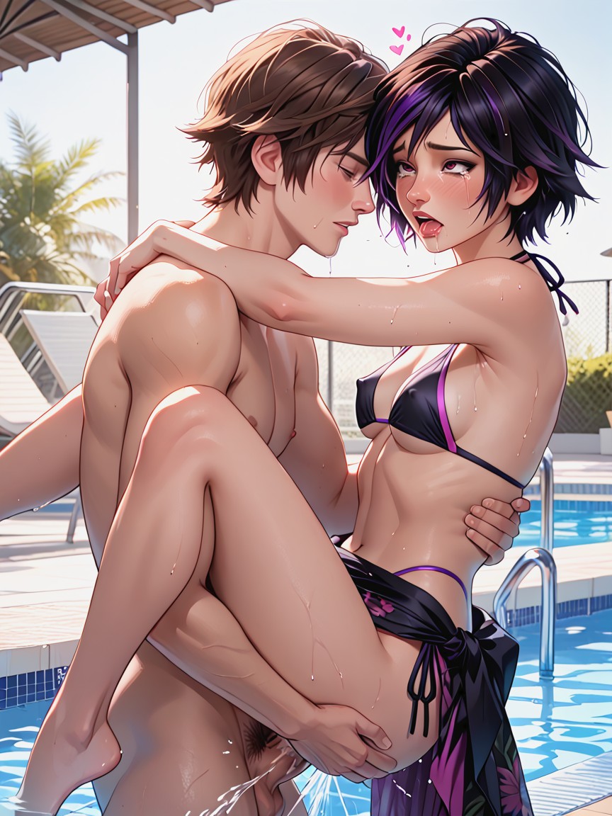 Small Breasts, Sarong, Upright Straddle Hentai AI Porn