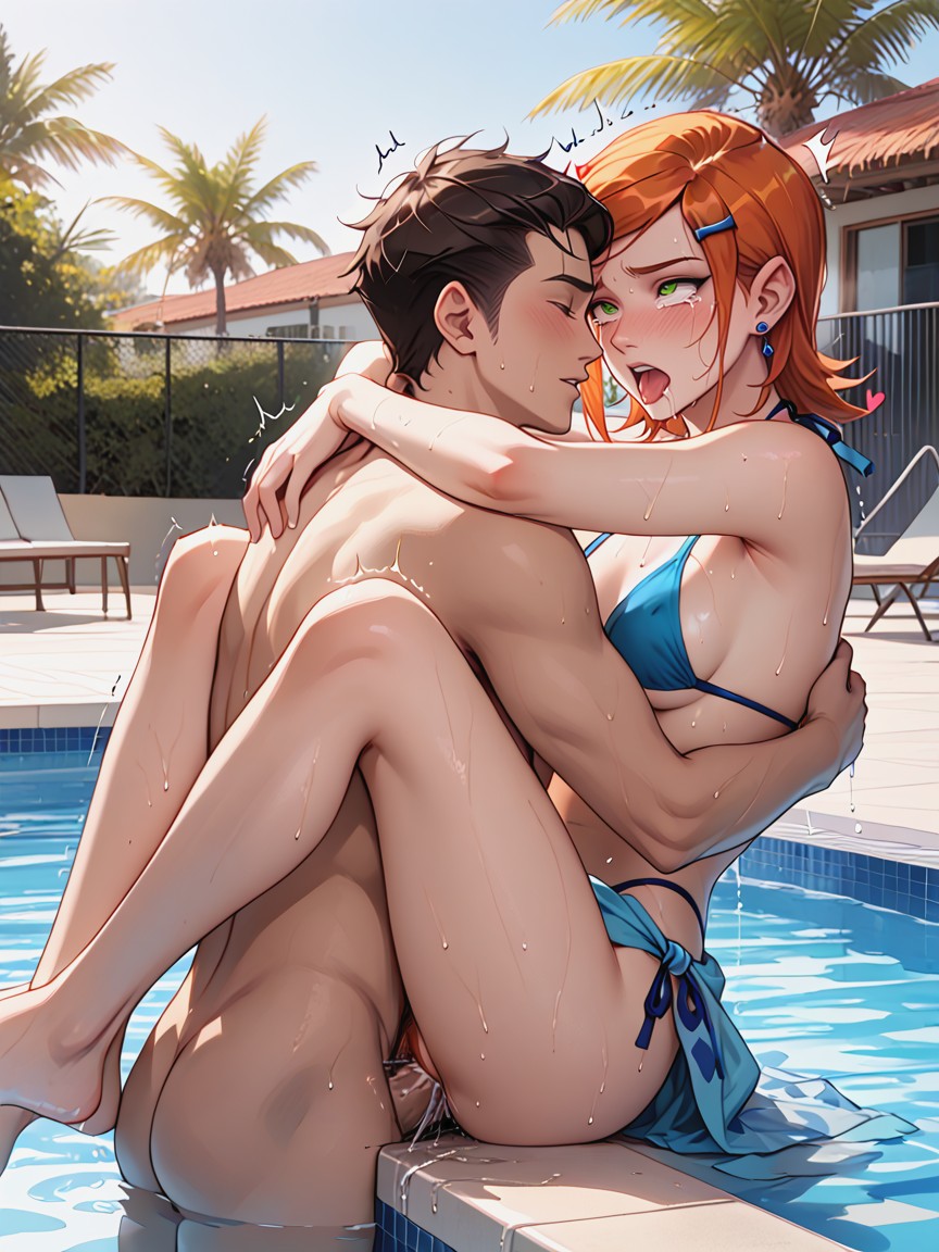Wet Hair, Small Breasts, Gwen Tennyson From Ben Hentai AI Porn