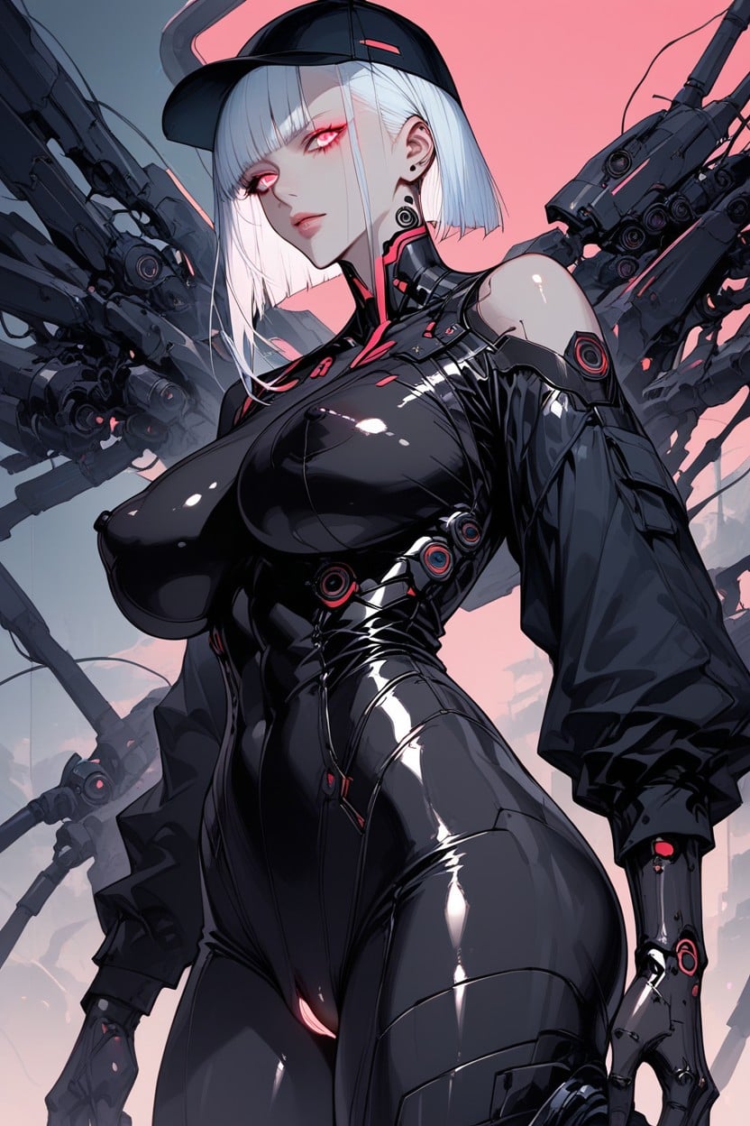 Side View, Futuristic Skintight Bodysuit, Puffy Nipples Hentai AI Porn