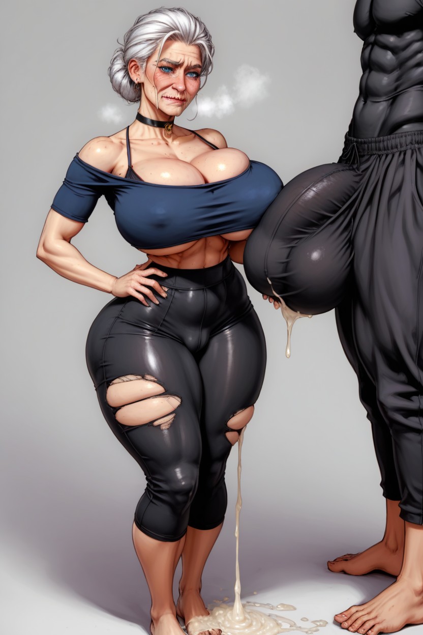 Wavy Mouth, Ripped Leggings, Old Woman Hentai AI Porn