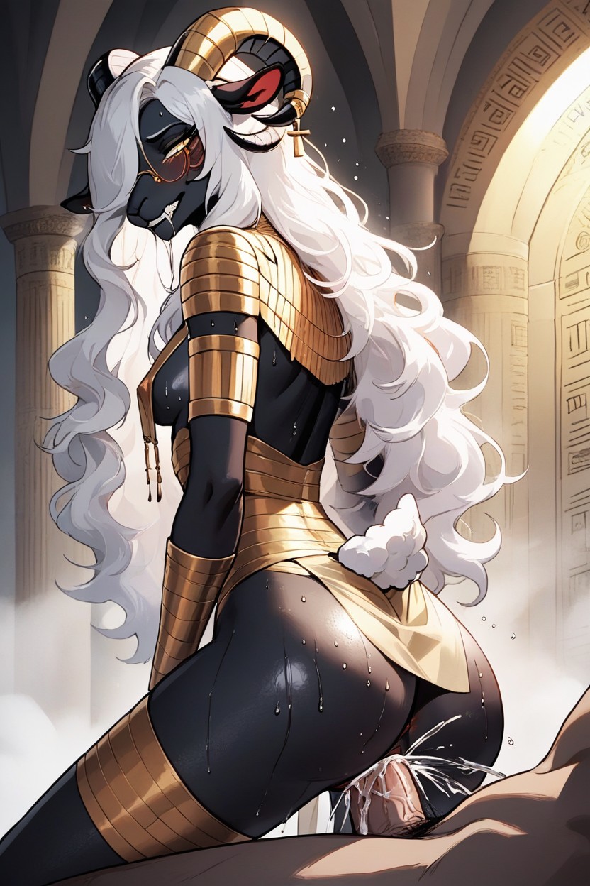 Wet Hair, Gold Marking, Puddle Of Drool Furry AI Porn