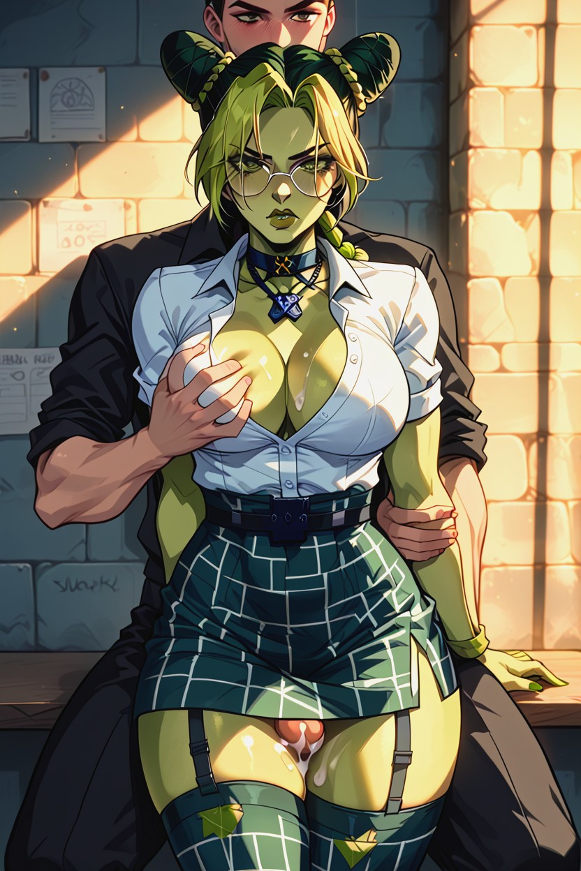 Dick Between Asscheeks, Jolyne Moaning, Volumetric Lighting Hentai AI Porn