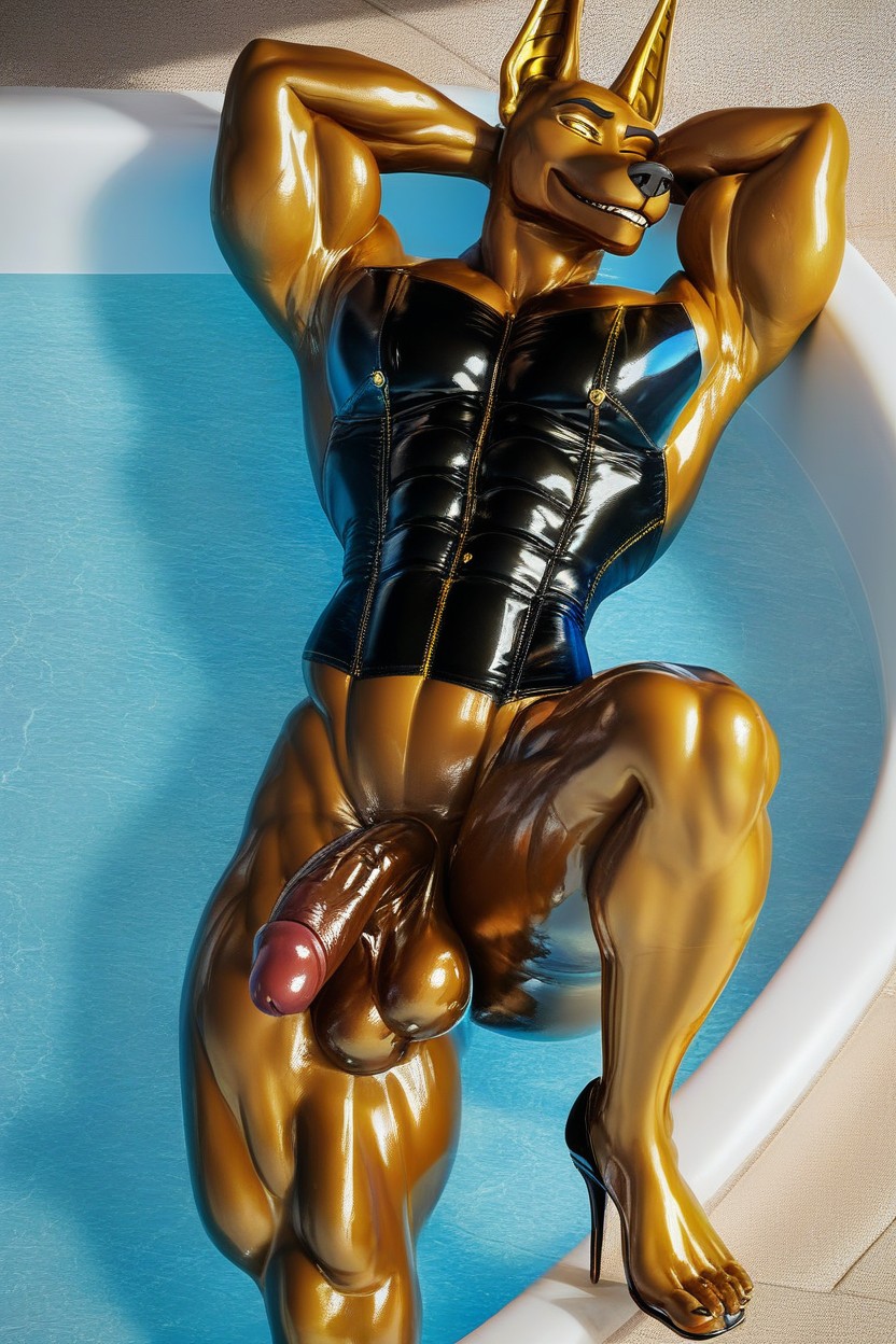 Veiny, Oiled Skin, Muscular Furry AI Porn