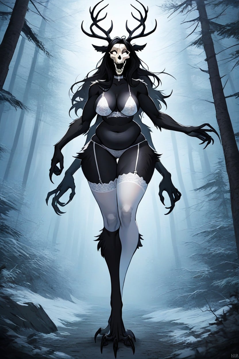 Massive Ass, Long Black Hair, Full Body Furry AI Porn