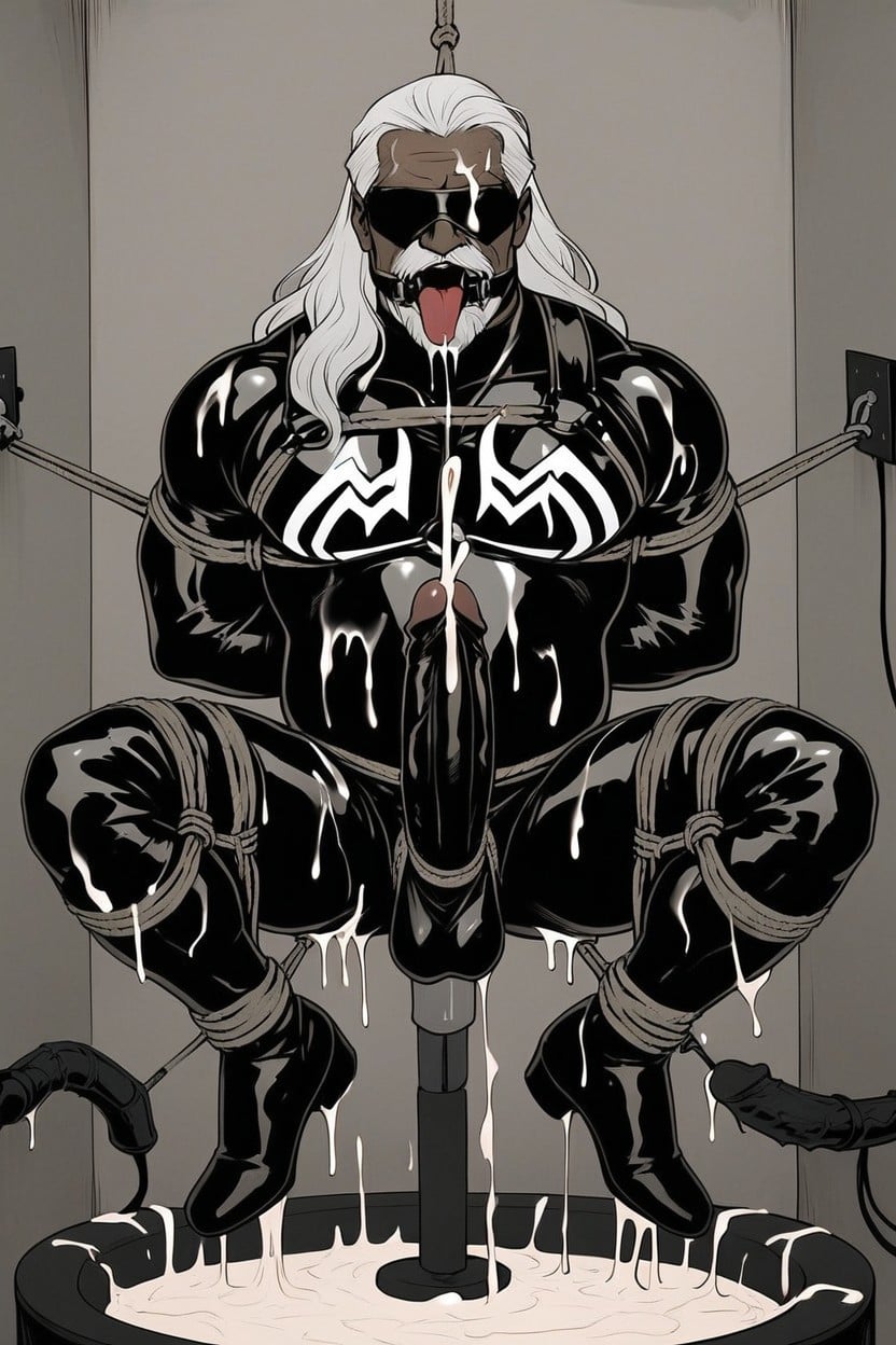 Oldman, Ring Gag, Cumshot AI Gay Porn