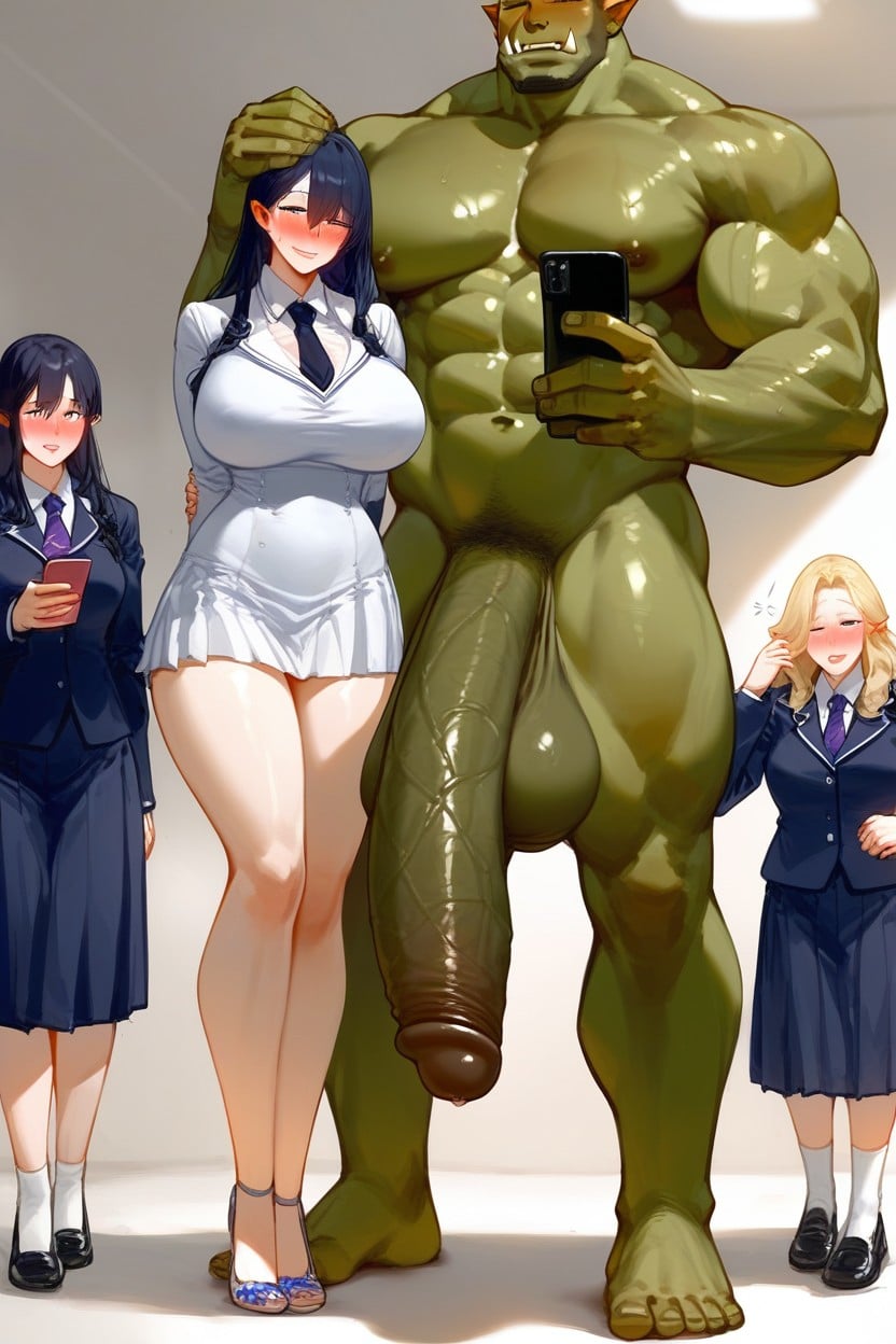 Broad Shoulders, Massive Cock, Orc Is Shy Hentai AI Porn