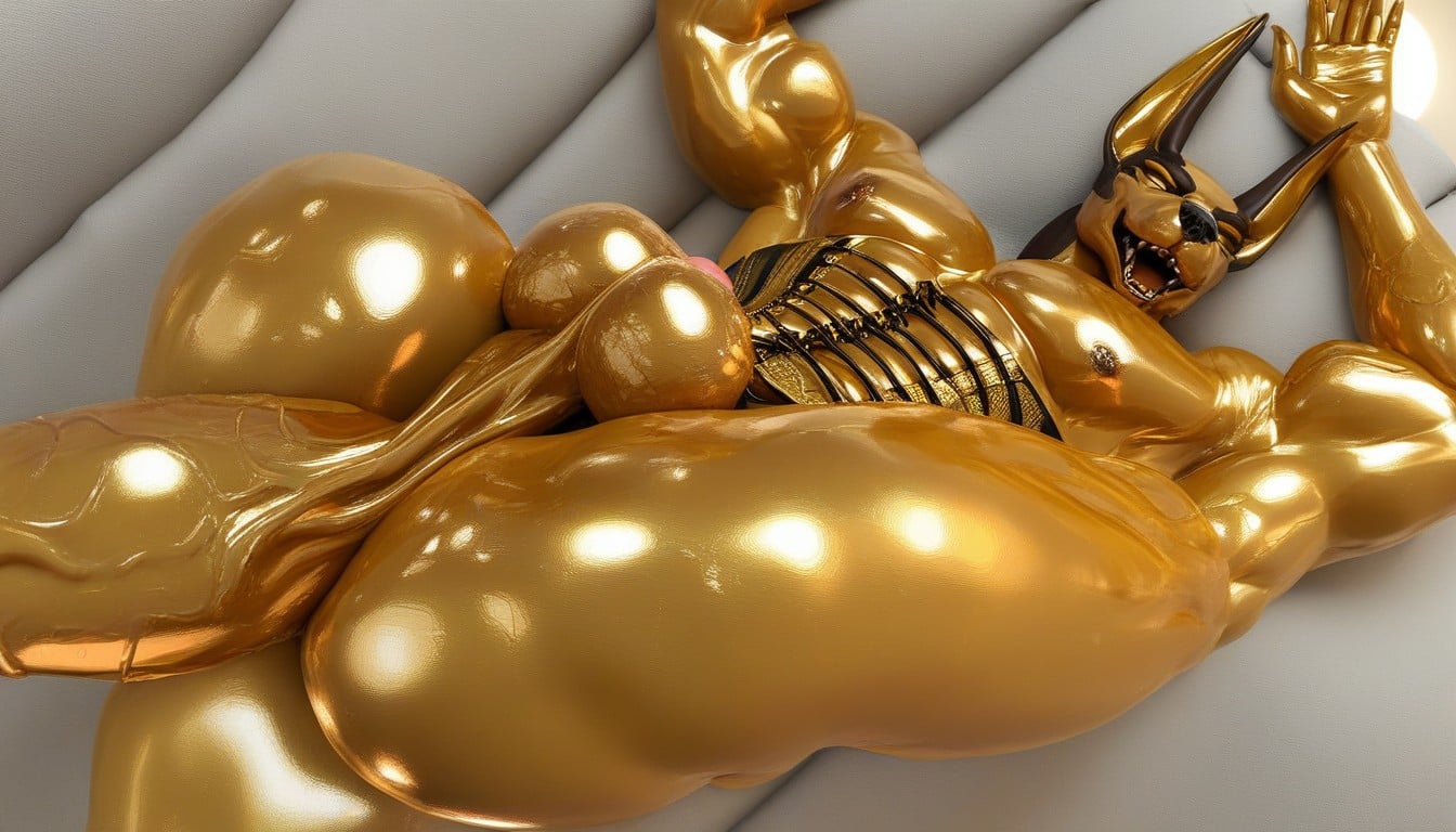 Gold Latex, Veiny, Veins Showing Furry AI Porn
