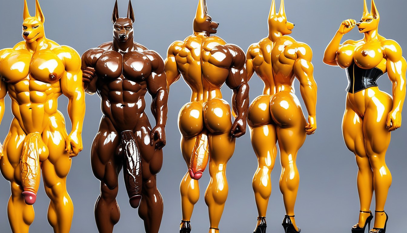 Muscular Legs, Oiled Skin, Anubis Furry AI Porn