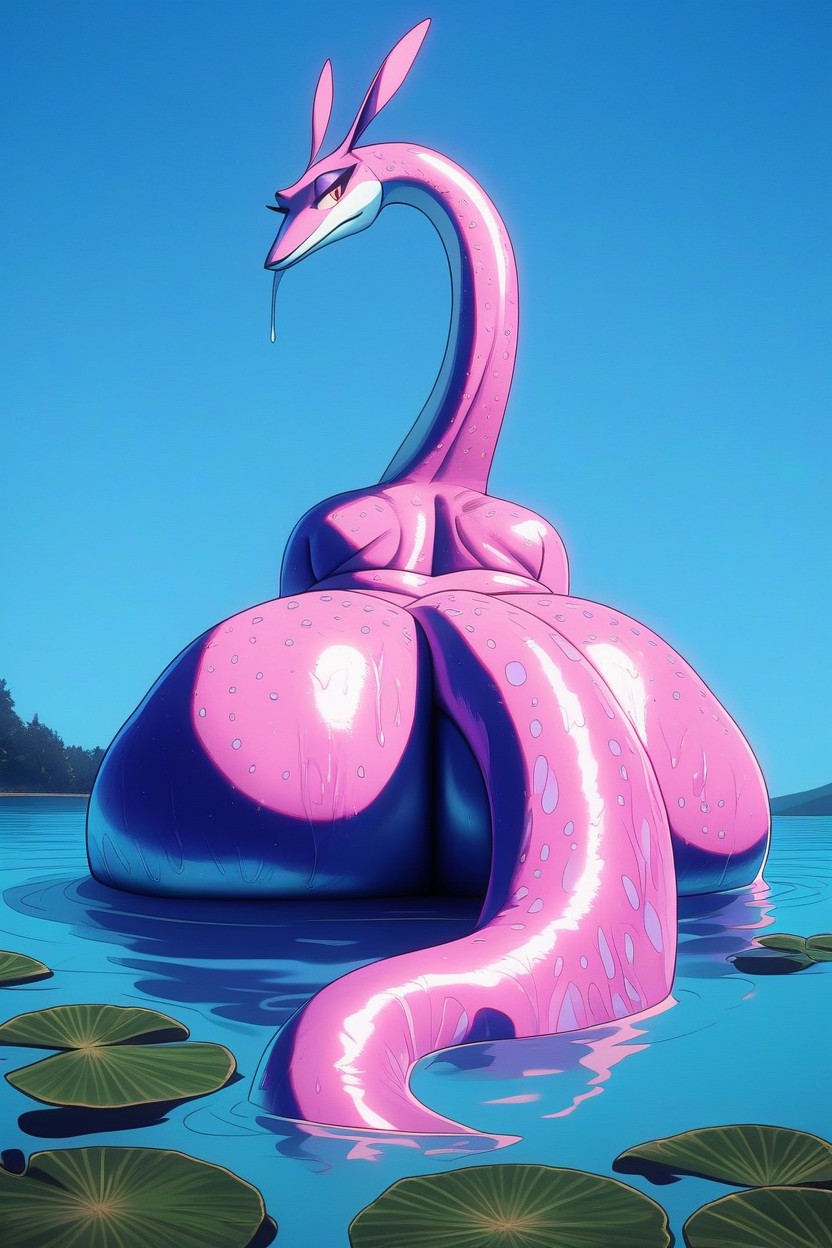 Full Body, Slick Shiny Skin, Extra Long Neck Furry AI Porn