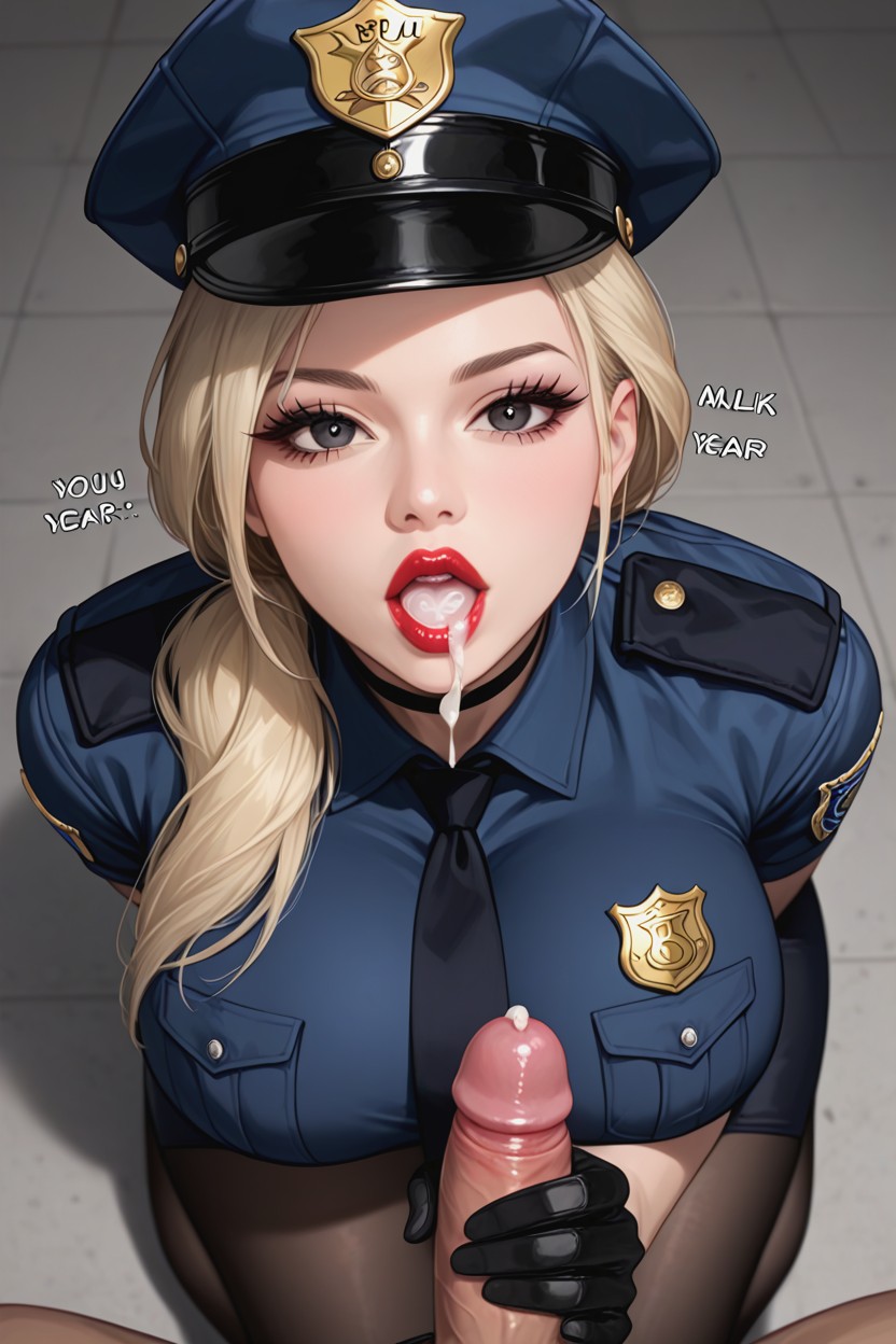 Cute, Nsfw, Tight Police Uniform AI Porn