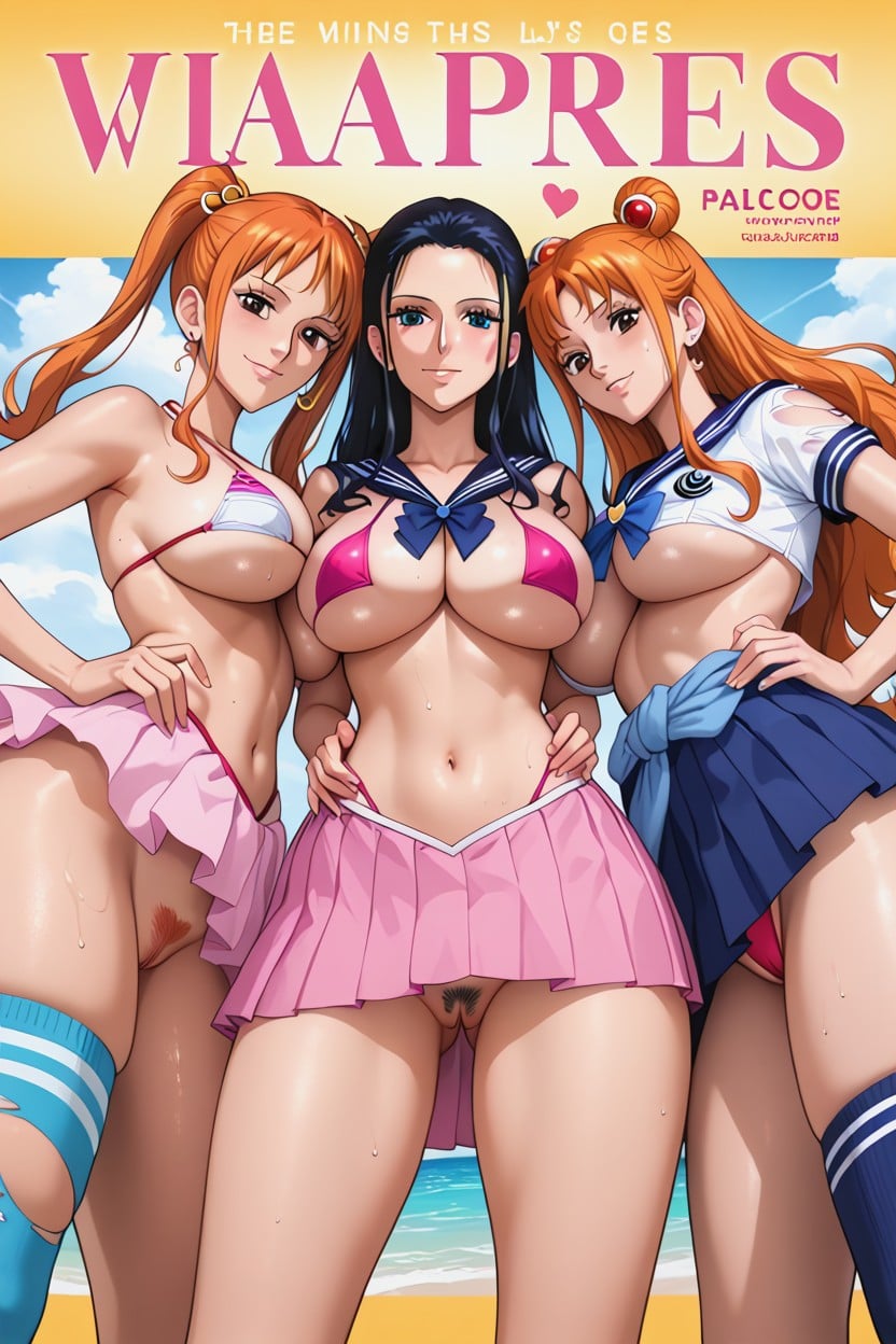 Ripped Clothes , Perfect Body, Pink Swimsuit Hentai AI Porn
