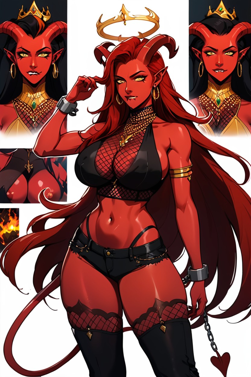 Wide Hips, Red Hair Highlights, Burning World Tree In The Background Hentai AI Porn