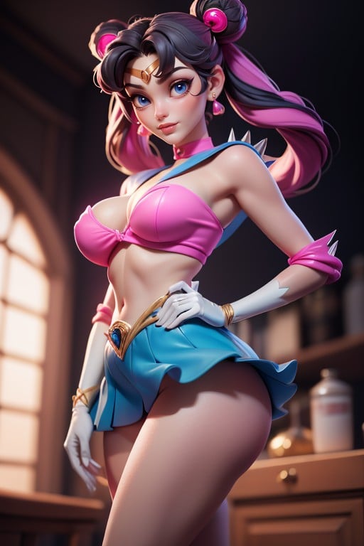Extremely Pink Skirt, Tube Top, Tube Top With Bimbo Logo Hentai AI Porn