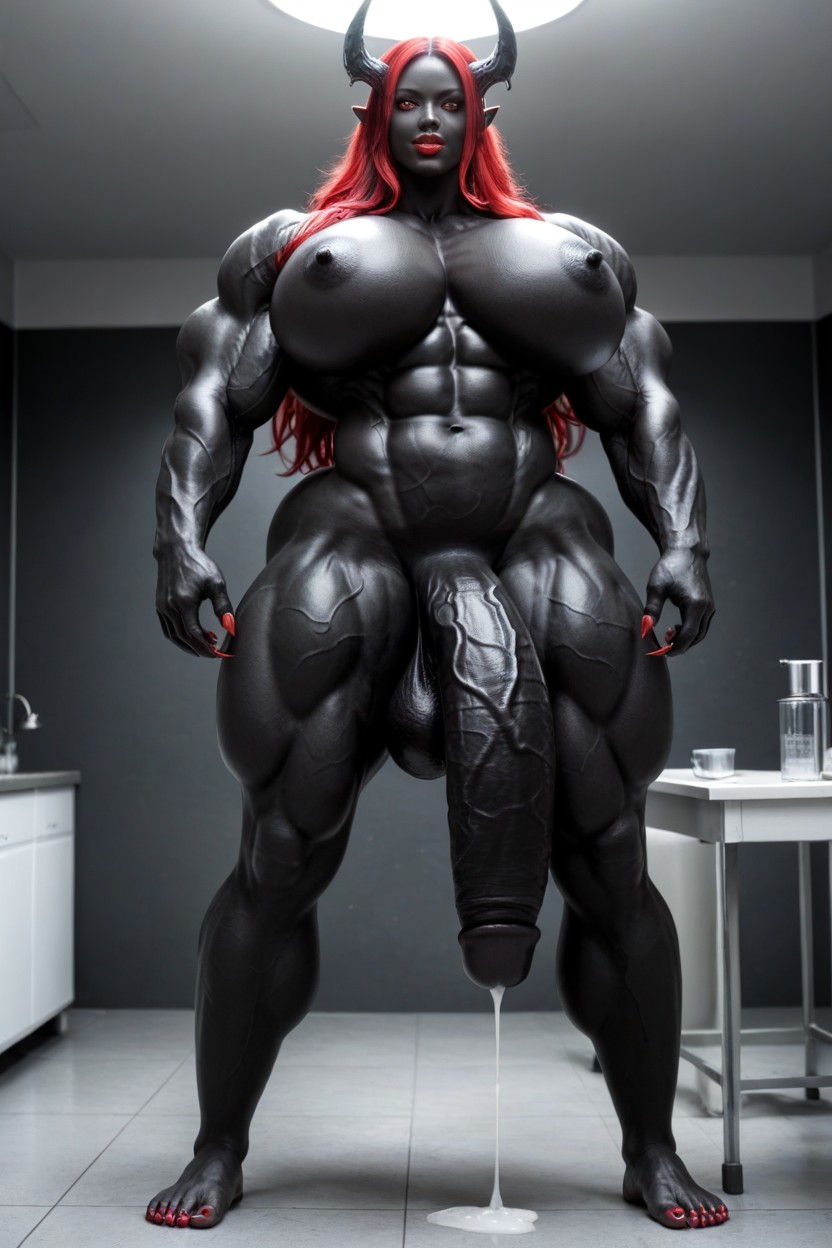 Black Skin, Red Eyes, Cosplay Shemale AI Porn