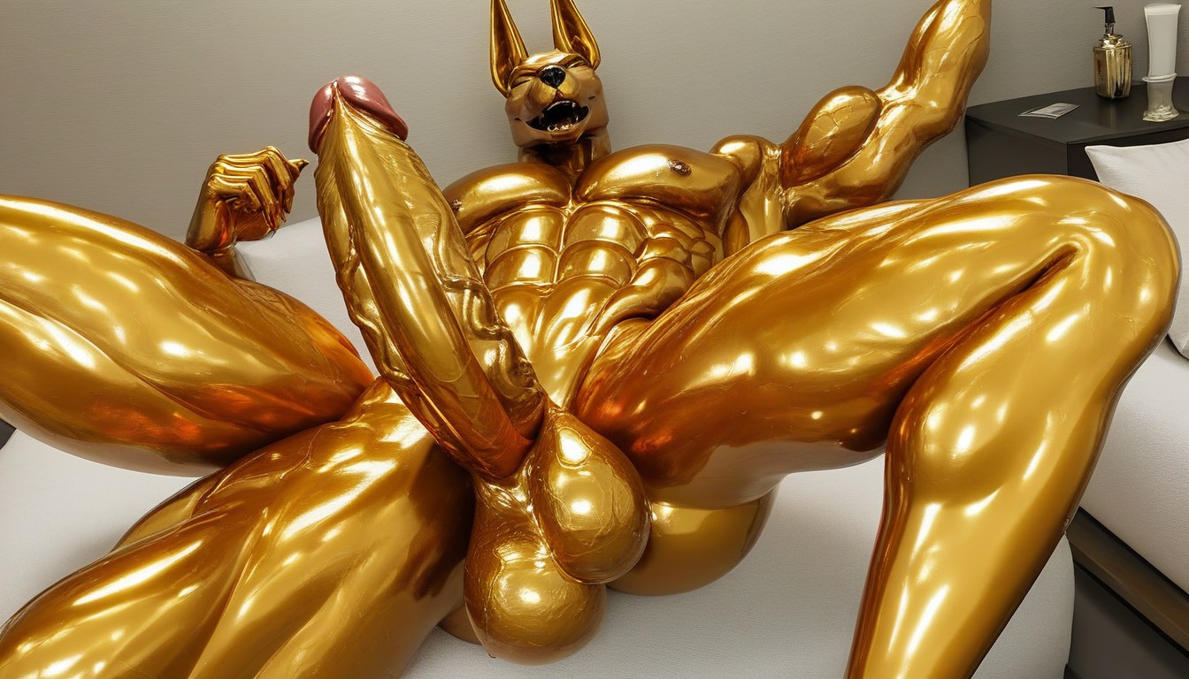 Oiled Skin, Muscular, Showing Penis Furry AI Porn