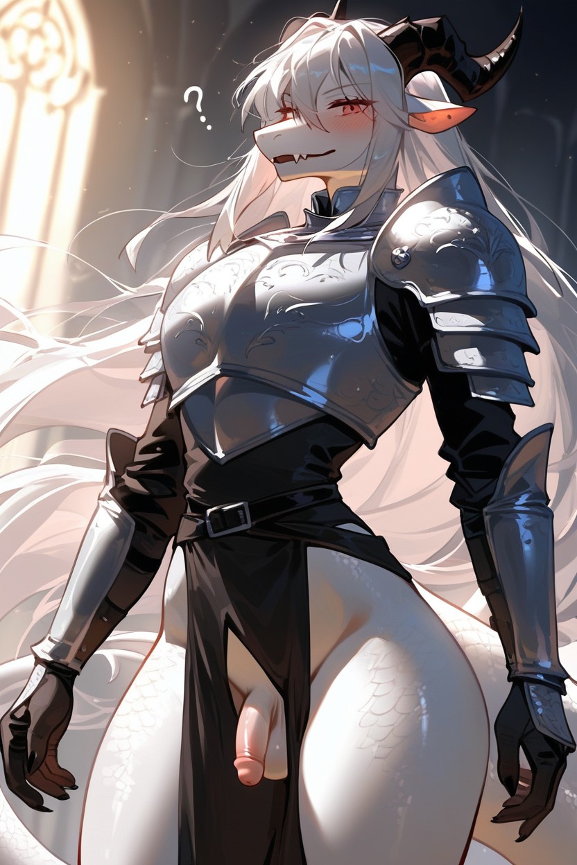 Blushing, Lifted Loincloth, Flaccid Penis Furry AI Porn