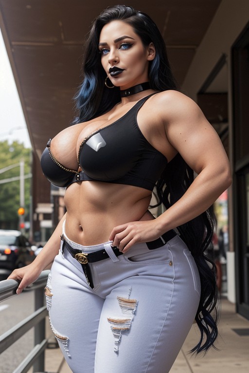 Bulging Muscular Thighs, 18+, Full Body View AI Porn