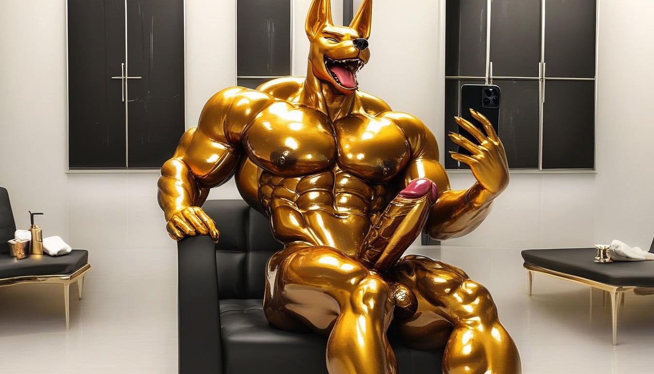 Oiled Skin, Showing Penis, Anubis Furry AI Porn