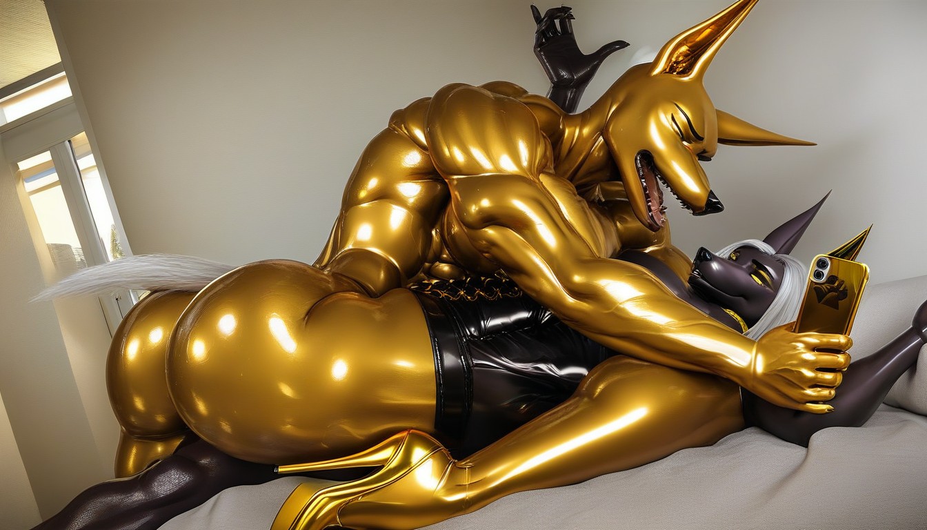 Jackal, Showing Penis, Glistening Furry AI Porn