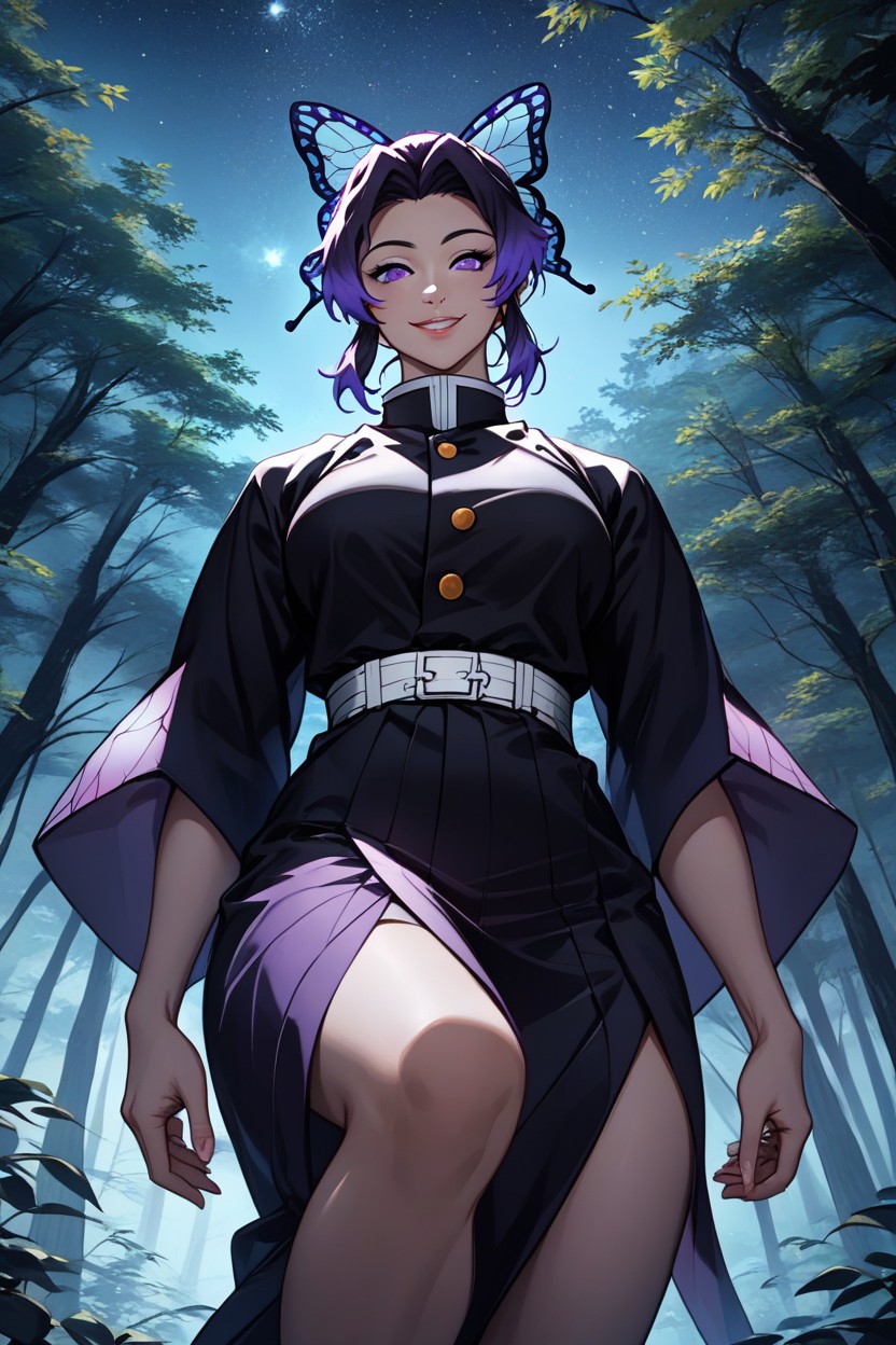 Butterfly Hairclip, Vista Frontal, Purple Eyes Hentai IA