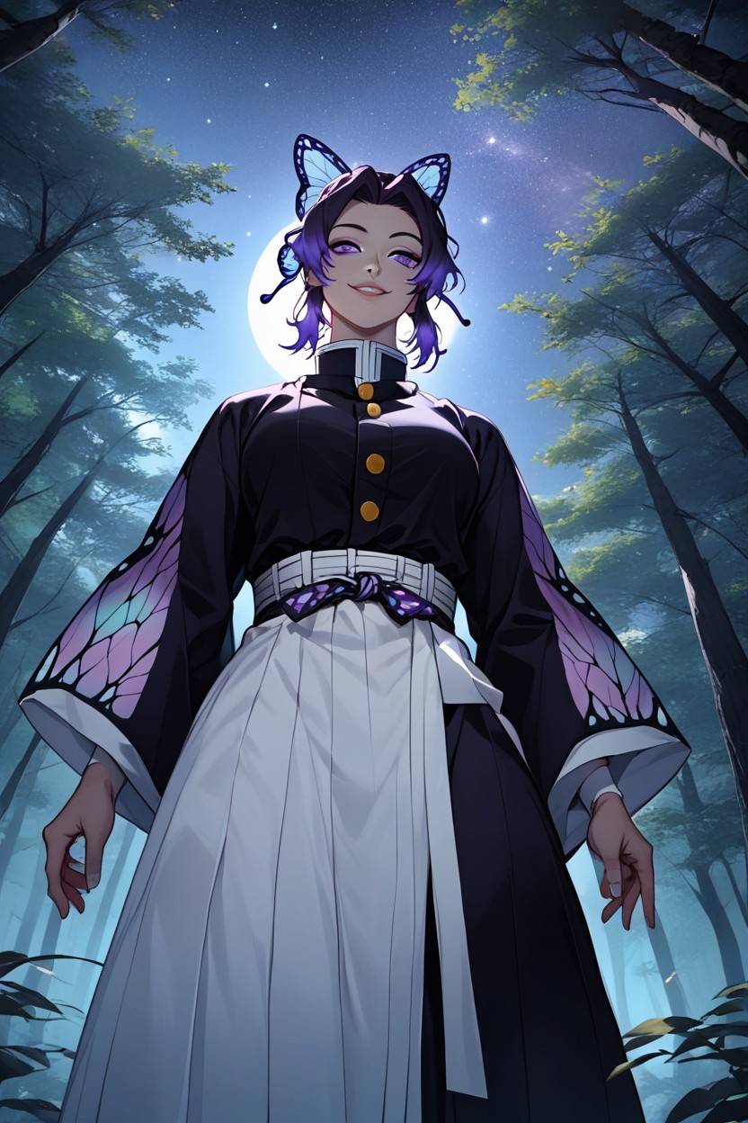 Butterfly Hair Clip, Looking At Viewer, Standing Like Model Hentai AI Porn