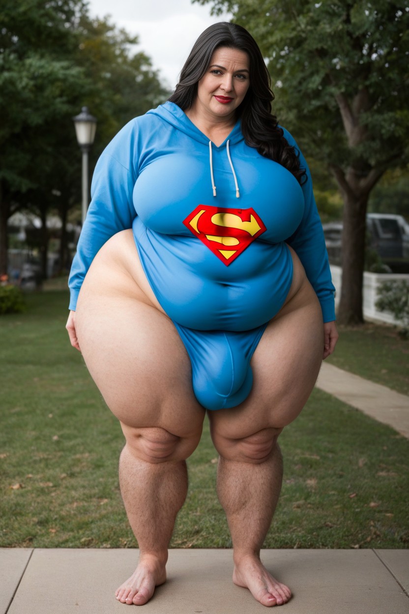 Large Long Bulge Through Clothing, Superman Logo, Wearing Superman Costume AI Porn