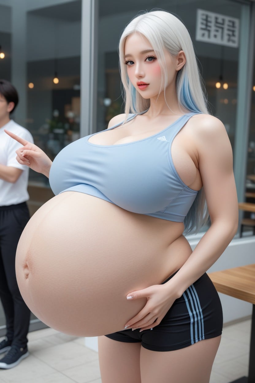 Hyper Pregnant Belly, Enceinte, Extremely Gigantic Breasts Porno IA Asiatique