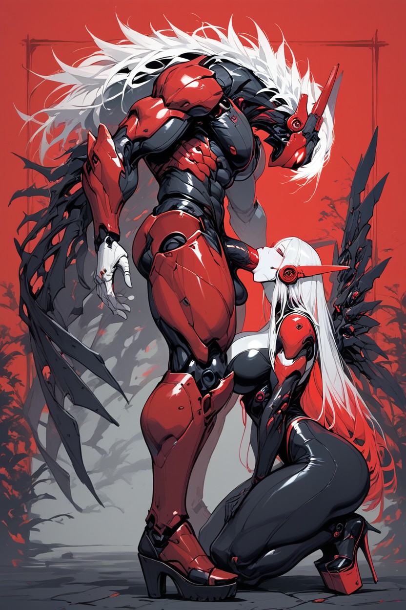 Deepthroat, White Men, Mechanical Wings Hentai AI Porn