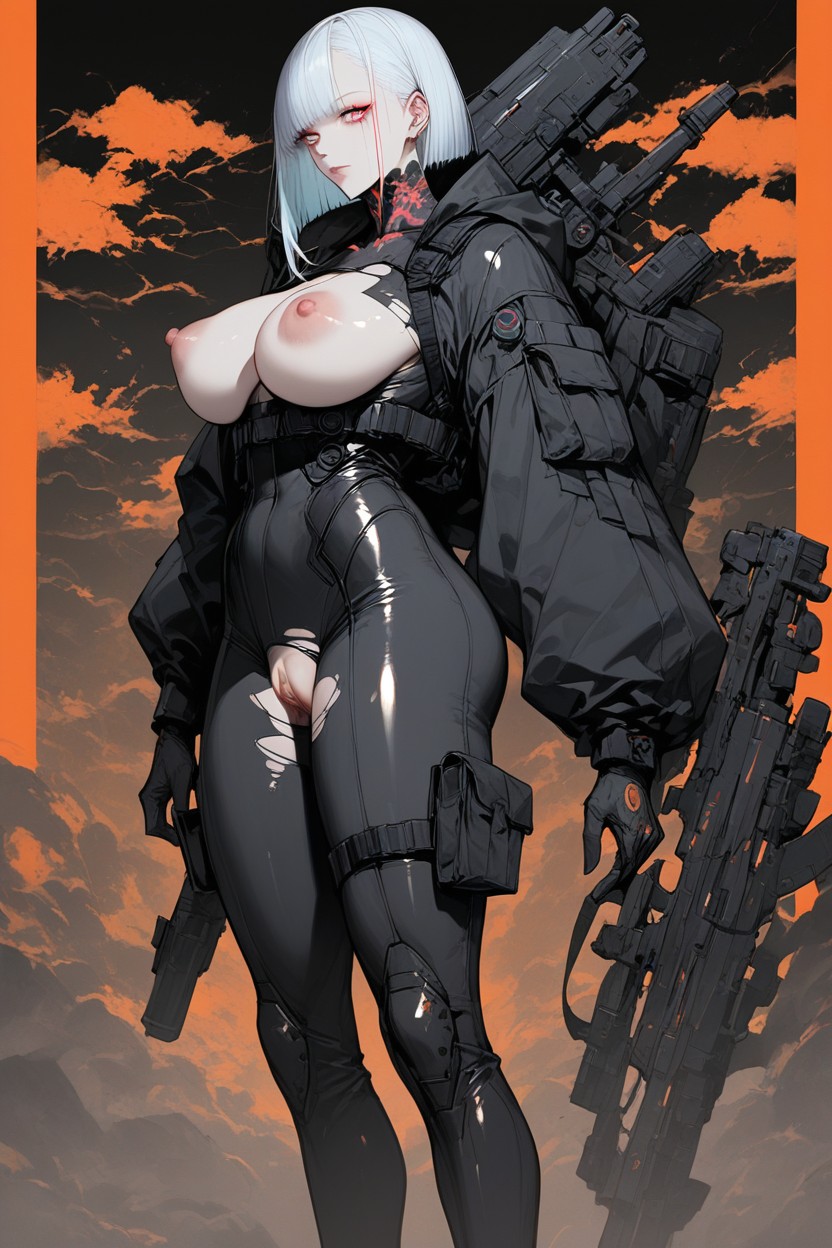 Corto, Ruined Highway Background, Glowing Pink Eyes Hentai IA