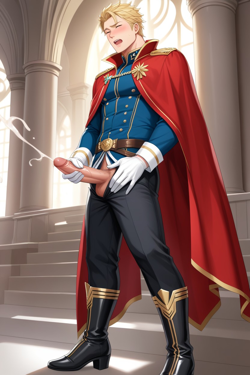Standing Elegantly, Perfect Handsome Face, Muscular Body AI同性戀黃片