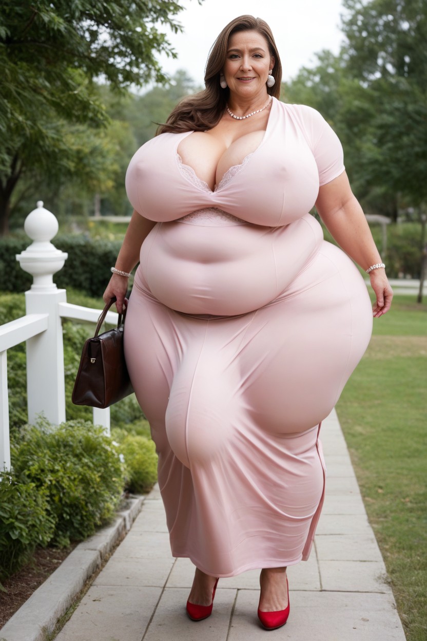 Ssbbw, Brown Leather Purse Under Arm, Beautiful Make Up AI Porn