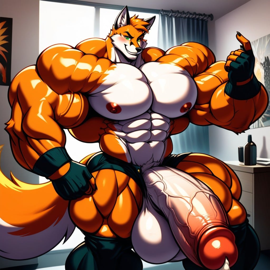 Extreme Waist, Impossibly Long Hyper Cock, Muscular Thighs Furry AI Porn