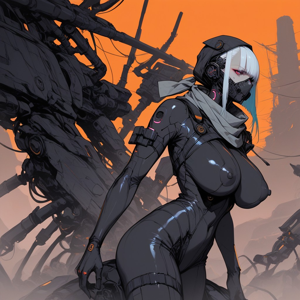 Short Length, Lucy From Cyberpunk, Worn Survival Gear Hentai AI Porn