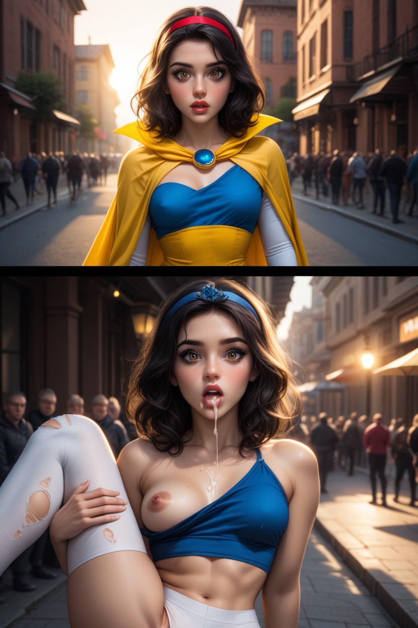Colorful Blue Crop Top, Full Comic Story, Street With Full Of Crowd Hentai AI Porn