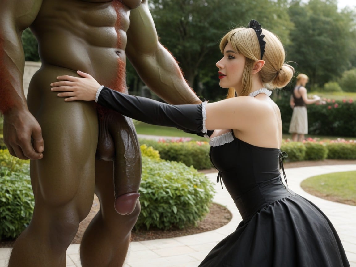 Shocked, Link Kneeling Next To Ganondorf, Many People Around AI Gay Porn