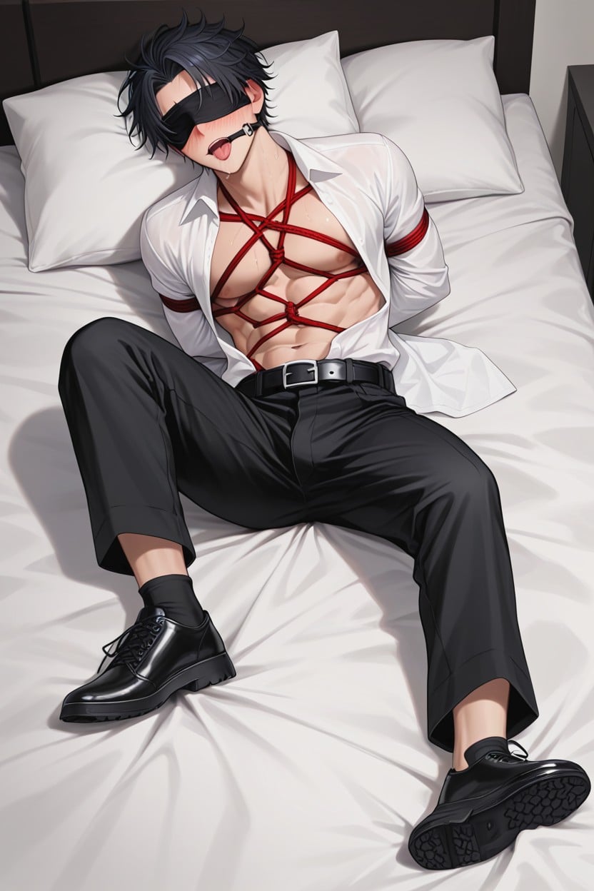 Long Bangs Hanging Down To The Forehead, Stockings, Yaoi AI Gay Porn